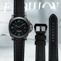 Nylon Carbon Fiber Leather Strap for Panerai Pam01661 799 616 Semen Sterculiae Lychnophorae Men Sweat-Proof watchband 24mm Black
