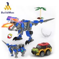 MOC Jurassic Mecha Deformable Dinosaur Explorer Vehicle Building Blocks Set Paradise Animal Brick Toy For Children Birthday Gift