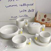 Japans same refueling duck matte ceramic tableware set mug coffee cup saucer teapot rice salad bowl 【Boutique】♟❀☊