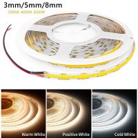 3mm/5mm/8mm COB LED Strip Light 400Leds/m High Density Dimmable Flexible Linear LED Tape 3000K/4000K/6500K RA90 DC12/24V