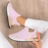 sneakers shoes for women  summer Ladies solid color metal decorative vulcanized shoes Fashion breathable slip on