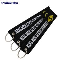 【LZ】✌  Bordado preto Tag Keychain homens reais como curvas ambos os lados letras motocicleta acessórios chave venda 1pc 2pcs 3pcs 3pcs 3pcs