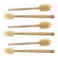 Toilet Brush, 6 Pack Wood Toilet Brush Made of Beechwood, Strong Hemp Bristles with 360° Cleaning Power