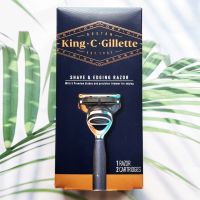 ยิลเลตต์ ชุดมีดโกน ใบมีดระดับพรีเมียม 5 ใบ Shave and Edging Razor 1 Razor 2 Cartridges (King C Gillette®) With 5 Premium Blades Precision Trimmer for edging