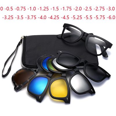 2แว่นตากันแดดแม่เหล็ก5เลนสำหรับผู้ชายกรอบ TR90สีเทาโพลาไรซ์ของใบสั่งยาเมโอเพีย0 -0.5 -1 -1.5 -2 -2.5 -3 -4 -5 -5.5 -6