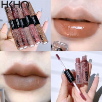 HKHO 2 In 1 Double Head ลิปกลอส Matte Velvet Liquid ลิปสติก Mirror Water Light Lipgloss Lasting Lip Glaze