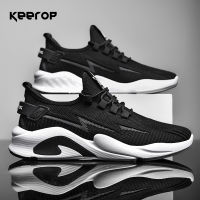 KEEROP Fashion Trend Men Sneakers Flying Woven Male Breathable Mens Work Sports Shoes Outdoor Spring Running Casual Sneakers