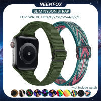 NEEKFOX สายไนล่อนแบบบางสำหรับสายคาด Apple Watch 49มม. 40มม. 44มม. 45มม. 41มม. 38มม. 42มม. สายไนลอนยืดหยุ่นแบบปรับได้สำหรับ I Watch Series Ultra/8/7 /Se/ 6/5/4/3/สายรัดข้อมืออุปกรณ์2/1