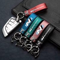 For Hyundai N performance I30N I35 Accent Veloster Solaris Car Accessories Carbon fiber Car Key Pendant Split Rings Keychain