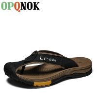 OPQNOK 38 ~ 46รองเท้าสลิปเปอร์ฤดูร้อนผู้ชายรองเท้าแตะใหม่เอี่ยมสบายขนาดใหญ่46ผู้ชายรองเท้าแตะรองเท้าแตะใส่เดินในบ้านหนังแท้สำหรับผู้ชาย