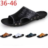 Genuine Leather Sandals Mens 2019 Trend Outdoor Slippers Summer Anti-slippery Casual Flip Flops Beach Male Men 39 S Sandals