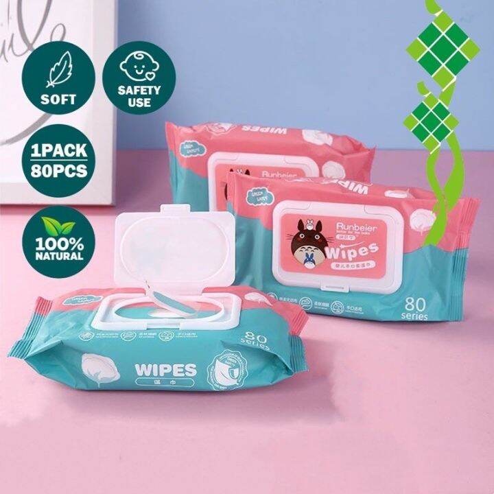 80 sheets /1 pack Newborn Kids Clean Care Baby Wipes Alcohol Free Wet