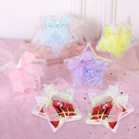 Transparent Star Shape Candy Box With Ribbon Bowknot Wedding Party Favors Plastic Candy Gifts Wrapping Boxes Party Supplies