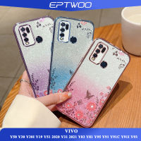 EPTWOO สำหรับ VIVO Y50 Y30 Y30I Y19 Y51 2020 Y31 2021 Y83 Y81 Y95 Y91 Y91C Y91I Y93 เคสโทรศัพท์Electroplated Secret Gardenรูปแบบปลอกกันกระแทกใสนุ่มTPUฝาหลังBling GlitterกระดาษMM-08