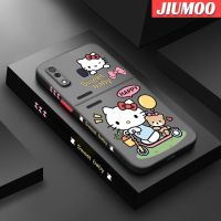 JIUMOO เคส M20ปลอกสำหรับ Samsung กาแลคซี A20ลายการ์ตูนแฮปปี้ฮัลโหลคิตตี้ดีไซน์ใหม่ขอบสี่เหลี่ยมด้านข้างบางมีน้ำค้างแข็งโปร่งใสกันกระแทกเคสมือถือแข็งปลอกซิลิโคนคลุมทั้งหมดเคสป้องกันกล้อง