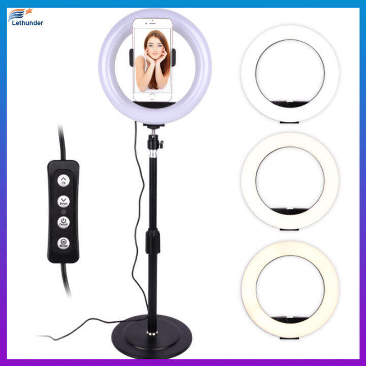 round-led-fill-light-dimmable-telescopic-stand-สำหรับโทรศัพท์มือถือวิดีโอ-live-selfie-photography