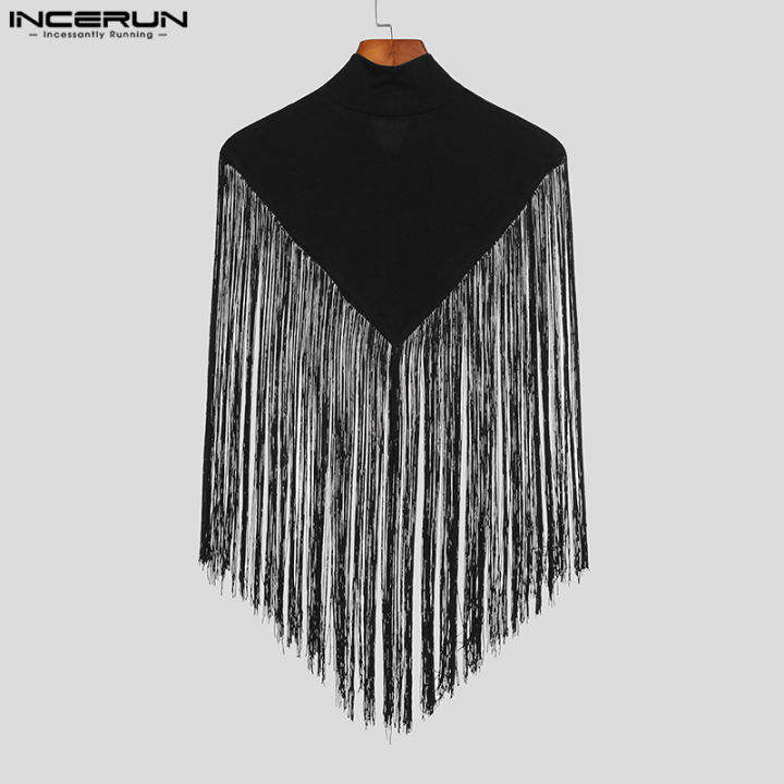 incerun-เสื้อแขนกุดคอกลมมีพู่แบบกอธิคสำหรับผู้ชายเสื้อเสื้อเสื้อชุดปาร์ตี้-สไตล์ตะวันตก
