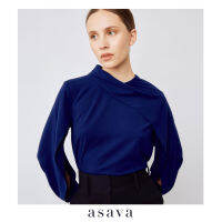 [asava aw22] Charlotte shawl draped blouse เสื้อผู้หญิง แขนยาว ซิปหลัง