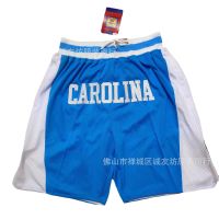 ◄☈ Basketball pants North Carolina light blue white pocket ball pants basketball sports pants one piece Eba