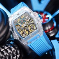 ZZOOI Fahion men watch  ONOLA Sprot Plastic Transparent Hollow Full Automatic Mechanical Watches Men Waterproof Clock