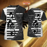 2023 NEW Customized Black And White 3d Piano T-shirt Leather Pattern Sublimates Piano cheap