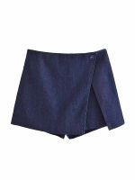 【hot】 2023 summer New Fashion Split design denim Shorts Skirts Waist Side Female Skorts Mujer