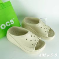 รองเท้า Crocs Crush Sandal Slide รองเท้าแตะสวมผู้หญิง รองเท้าครอส์ผู้หญิง รองเท้าส้นสูงผู้หญิง รองเท้าส้นตึก เบานิ่มใส่สบาย (Buy 1 get Jibbitzs 4 Free)