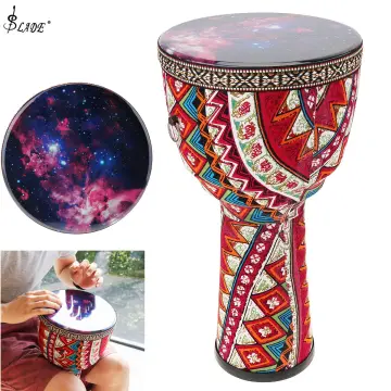 TSTS African Drum 8 Inch Portable African Drum Djembe Hand Drum with  Colorful Art Patterns Percussion Musical Instrument (Color : Blue)