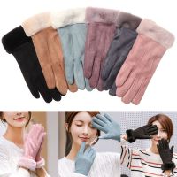 MINICO Fashion Autumn Winter Outdoor Sport Women Gloves Furry Warm Mitts Full Finger Mittens Thick Plush