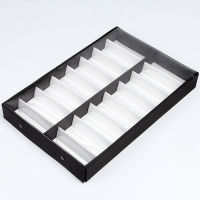 High-grade Flannel 16Girds Folding Standing Sunglasses Display Box Stand Eyeglasses Holder Clear Cover Tray Box Compartments