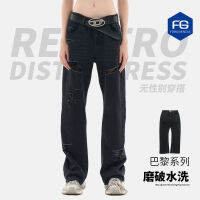 Factory Outlet Fgss MenS Paris Tide Brand Save Pants Cut Micro Temple Porching Cave For Old Washed Black Casual Jeans