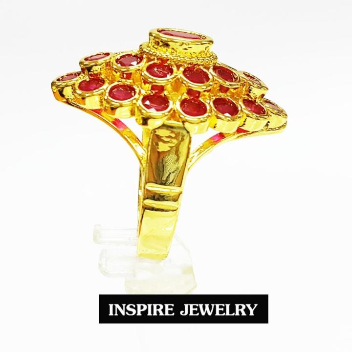 inspire-jewelry-แหวนพลอยทับทิมชาตั้ม-งานปราณีต-ตัวเรือน-หุ้มทองแท้-100-24k-สวยหรู-พร้อมถุงกำมะหยี่-สำหรับการแต่งกายชุดไทย-ชุดประจำชาติ-บุพเพสันนิวาส-การะเกตุ-ชุดที่ต้องการความหรูหรา-ดูมีเสน่ห์-แสดงควา