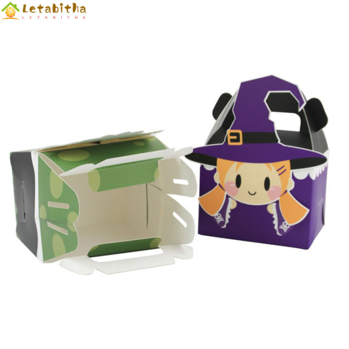 letabitha-กล่องบำรุงรักษากระดาษ24ชิ้น-กระเป๋าของขวัญวันฮาโลวีนน่ารักสำหรับทำขนมเค้กชอกโกแลตคุกกี้โดนัทของเล่นขนาดเล็ก