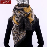 Cashmere Scarf Leopard plaid print Winter fashion For Women tassel Shawl Plaid long Scarves Brand oversize wool wraps pashmina