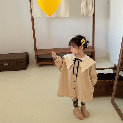 2022 Spring Autumn New Baby Girls Fashion Casual Coat Kids Cute Solid Color Skirt Infant Long Sleeve Cotton Clothes