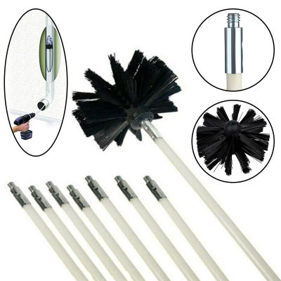 Chimney Cleaning Flue Brush Cleaner Fireplace Sweep Rotary Set Use 1*Brush head 8 *Connecting Rods Tube Fireplace Clean
