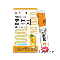 (สีส้มรส Yuzu) Teazen Kombucha เครื่องดื่มชาหมักในรูปแบบผง ทานสะดวก รสอร่อย หวานอมเปรี้ยว ที่ได้จากการหมัก ชาดำ หรือ ชาเขียว มีพรีไบโอติก ,แลคโตบาซิลัส 12 ชนิด, วิตามินบี, เอนไซม์ และ โปรไบโอติก ที่มีประโยชน์อระบบย่อยอาหาร และช่วยปรับระบบขับถ่ายให้สมด