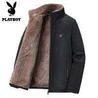 Playboy เสื้อแจ็กเก็ตผู้ชายปกตั้ง,เสื้อโค้ทแฟชันขนาดใหญ่แบบเรียบง่ายลำลองให้ความอบอุ่นในฤดูใบไม้ร่วงและฤดูหนาวปี2021