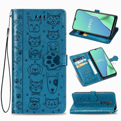 OPPO เคส A15 Cartoon Embossing PU Wallet Leather Case OPPOA15 A 15 Flip Phone Cover Back Casing