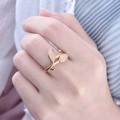 แหวนหยกแฟชั่นย้อนยุคแหวนสง่างามสำหรับผู้หญิงแหวนเปิดเป็นแบบปรับได้ Kado Ulang Tahun เครื่องประดับเสื้อผ้าทุกวัน