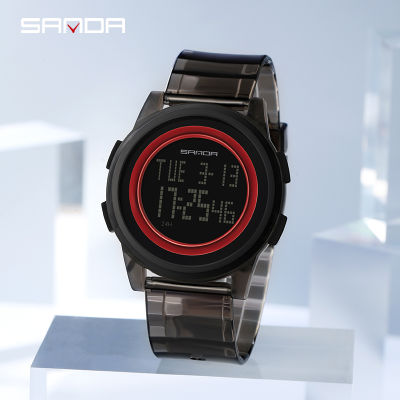 SANDA Fashion Brand LED Digital Mens Watch Luminous Sports Watch Mens Waterproof Transparent Strap For Students Мужские часы