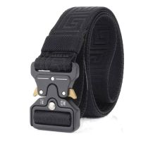 Metal Convenient Men Belt Combat Tactical Belt For Jeans Pants Solid Casual Nylon Strap Canvas Waist Support Mens Accessories