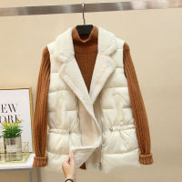 MUMUZI faux Lamb fur coat spring and autumn cotton turn down collar vest loose fur female vest winter slim waist warm waistcoat