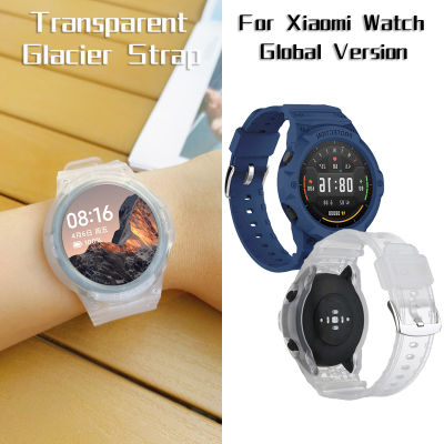 2 In 1 Glacier Sport สายนาฬิกาซิลิโคนสำหรับนาฬิกา Xiaomi Color Mi Watch Global Version Armor Integral Strap + เคสป้องกันสำหรับ Mi Watch Color