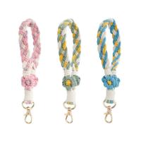 Daisy Keychain Woven Flower Decorative Wrist Lanyard Keychain Cute Handmade Key Chains for Holiday Gift Soft Floral Keychain for Purses Travel Bags popular