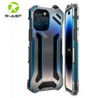 Original R-JUST โลหะเกราะสำหรับ 14 Pro Max 12Mini กันกระแทก13 11 SE XR Xs 8 7 Plus ป้องกันศัพท์ Coque Funda