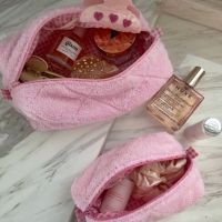 ส่งทันที Pink Terry Pouch - machmach  กระเป๋าผ้าขนหนูใส่ของ