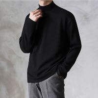 Yasuk 2023 Spring Autumn Winter Solid Casual Plush Turtleneck Mens Loose Bottom Double Faced Velvet Sweater Simple Warm BigSize