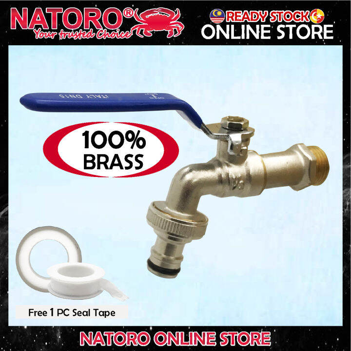 NATORO Heavy Duty Brass Ball Valve Bib Tap Wall Mounted Ball Tap Water Tap Washing Machine Ball