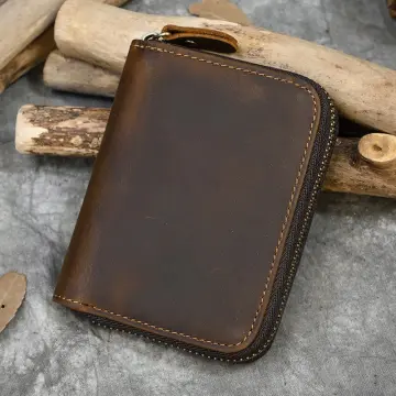 Luufan Genuine Leather Slim Wallet Men Short Purse Zipper Coin Purse Travel  Wallet Rfid Card Slots Purse Black Wallet For Male